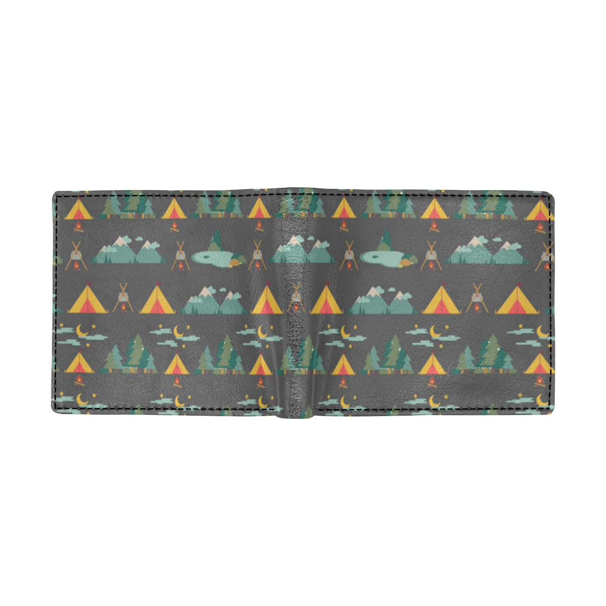 Camping Tent Pattern Print Design 03 Men's ID Card Wallet