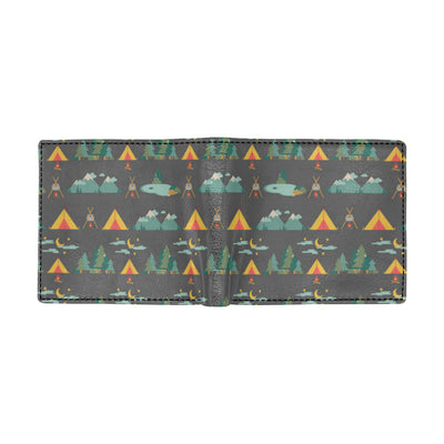 Camping Tent Pattern Print Design 03 Men's ID Card Wallet