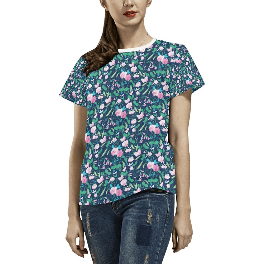 Sweet Pea Print Design LKS303 Women's  T-shirt
