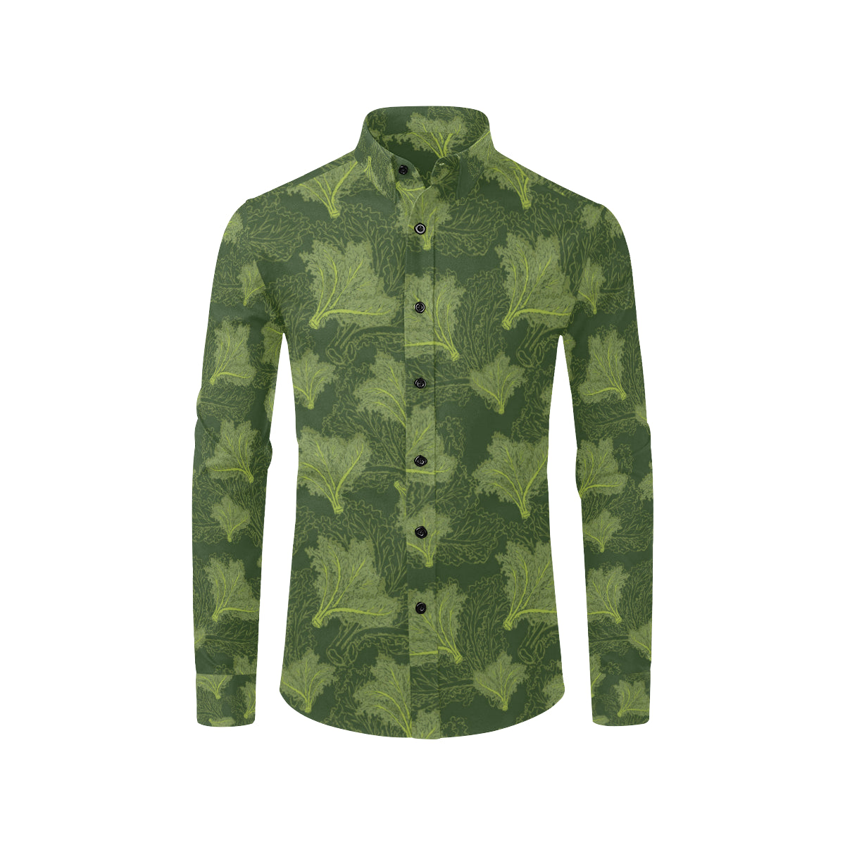 Kale Pattern Print Design 01 Men's Long Sleeve Shirt
