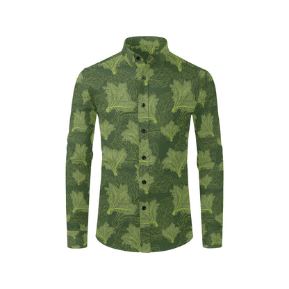 Kale Pattern Print Design 01 Men's Long Sleeve Shirt