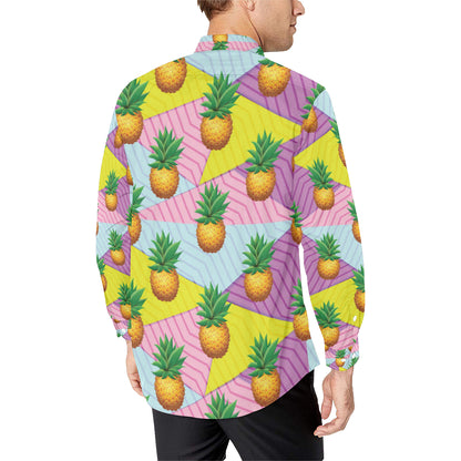 Pineapple Pattern Print Design PP05 Men's Long Sleeve Shirt