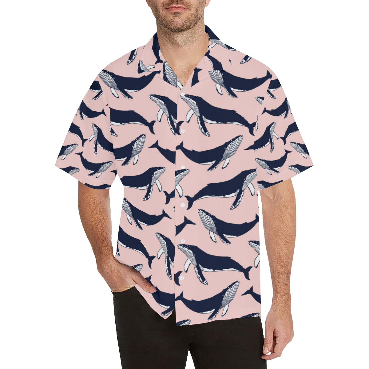 Humpback Whale Pattern Print Design 02 Men's Hawaiian Shirt