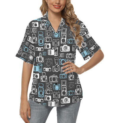 Camera Pattern Print Design 04 Women's Hawaiian Shirt