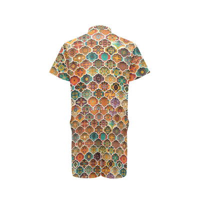 Mandala Mosaic Themed Design Print Men's Romper