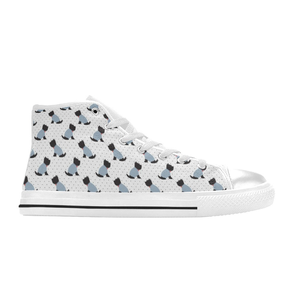 Scottish Terriers Print Design LKS3013 High Top Women's White Shoes