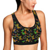 Butterfly Neon Color Print Pattern Sports Bra