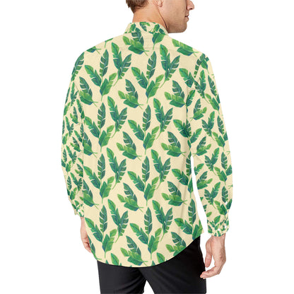 Banana Leaf Pattern Print Design 01 Men's Long Sleeve Shirt