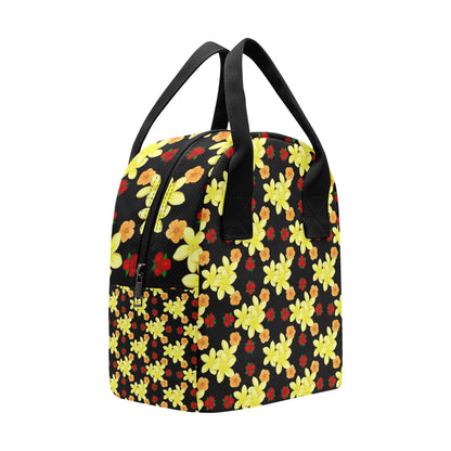 Yellow Plumeria Pattern Print Design PM04 Insulated Lunch Bag