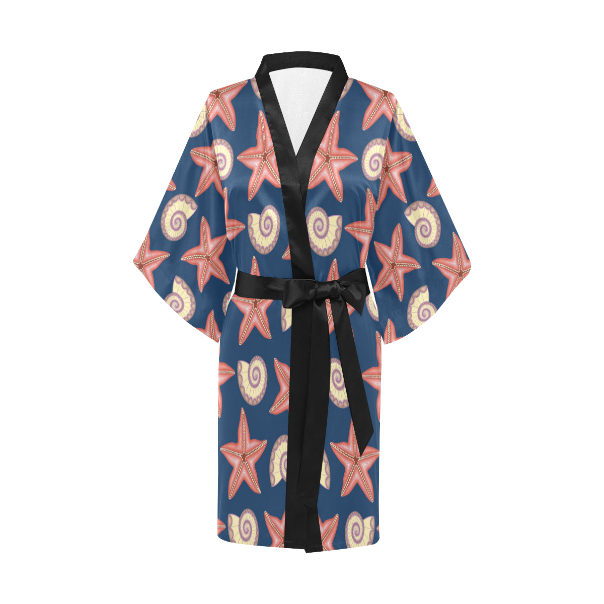 Starfish Pattern Print Design 03 Women's Short Kimono