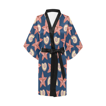 Starfish Pattern Print Design 03 Women's Short Kimono