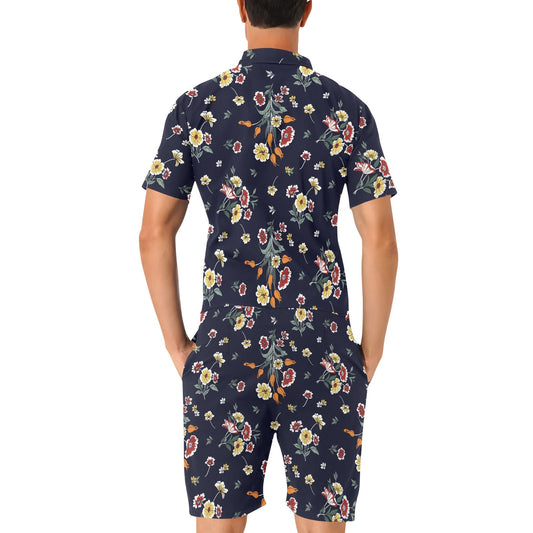 Summer Floral Pattern Print Design SF01 Men's Romper