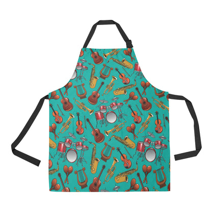 Drum Set Pattern Print Design 01 Apron with Pocket