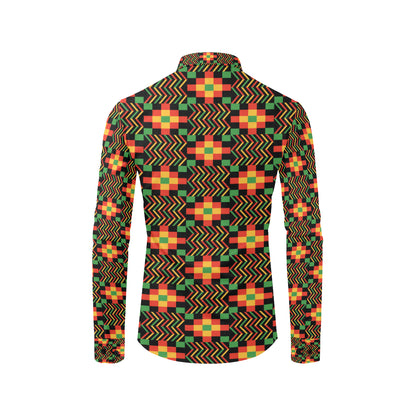 Kente Pattern Print Design 01 Men's Long Sleeve Shirt