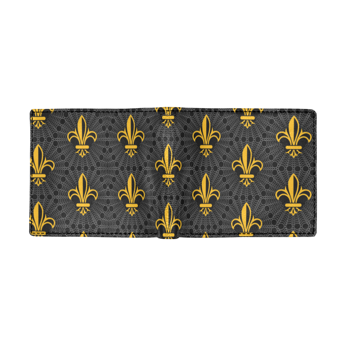 Fleur De Lis Gold Pattern Print Design 01 Men's ID Card Wallet