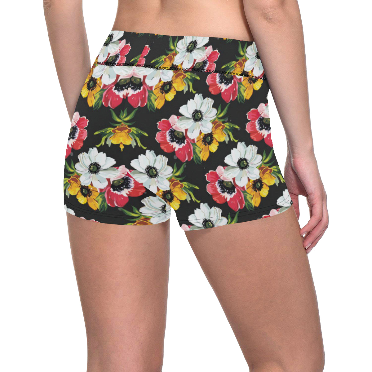Anemone Pattern Print Design AM07 Yoga Shorts