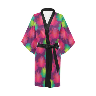 Lotus Pattern Print Design 02 Women's Short Kimono