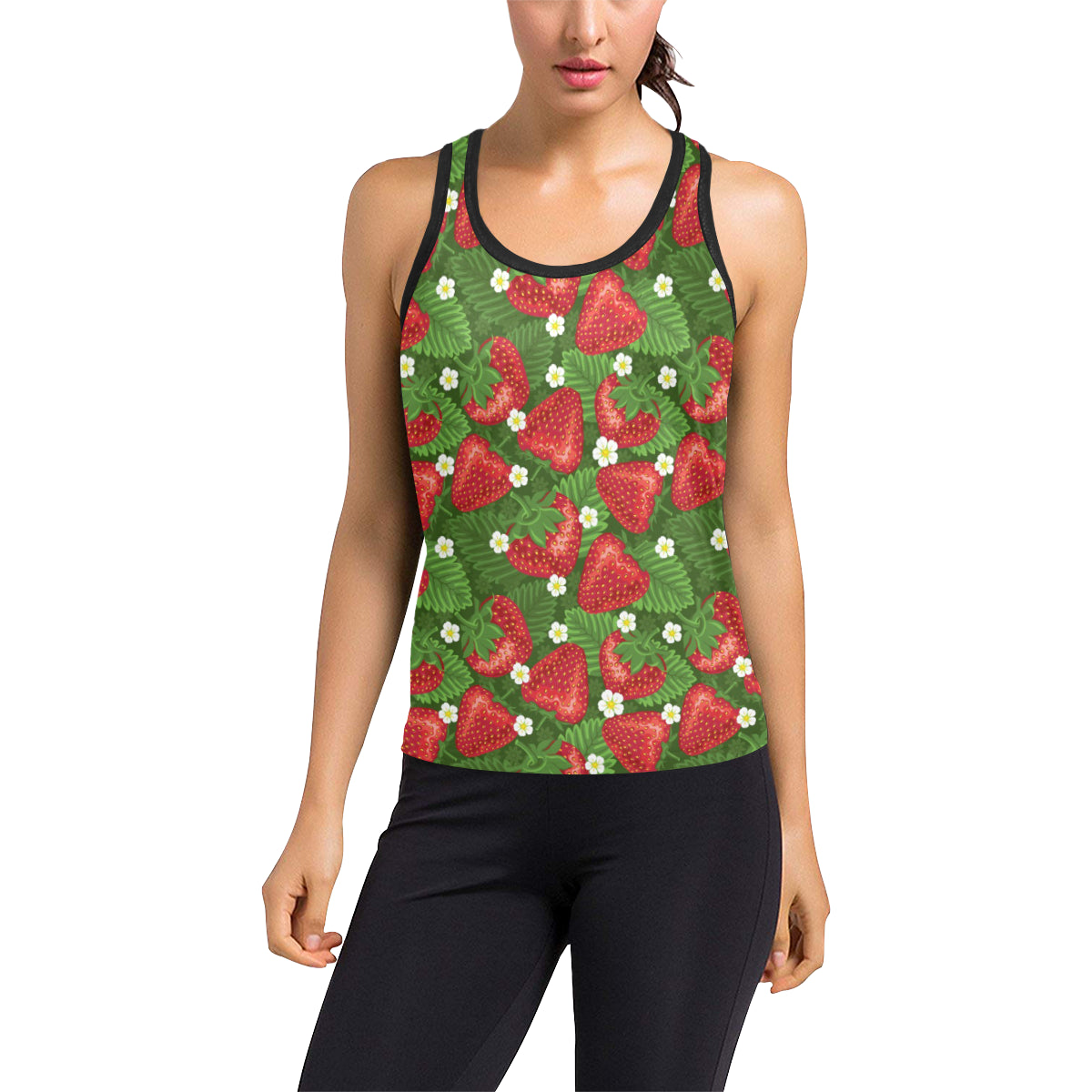 Strawberry Pattern Print Design SB05 Women's Racerback Tank Top