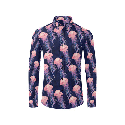 Jellyfish Pattern Print Design 03 Men's Long Sleeve Shirt