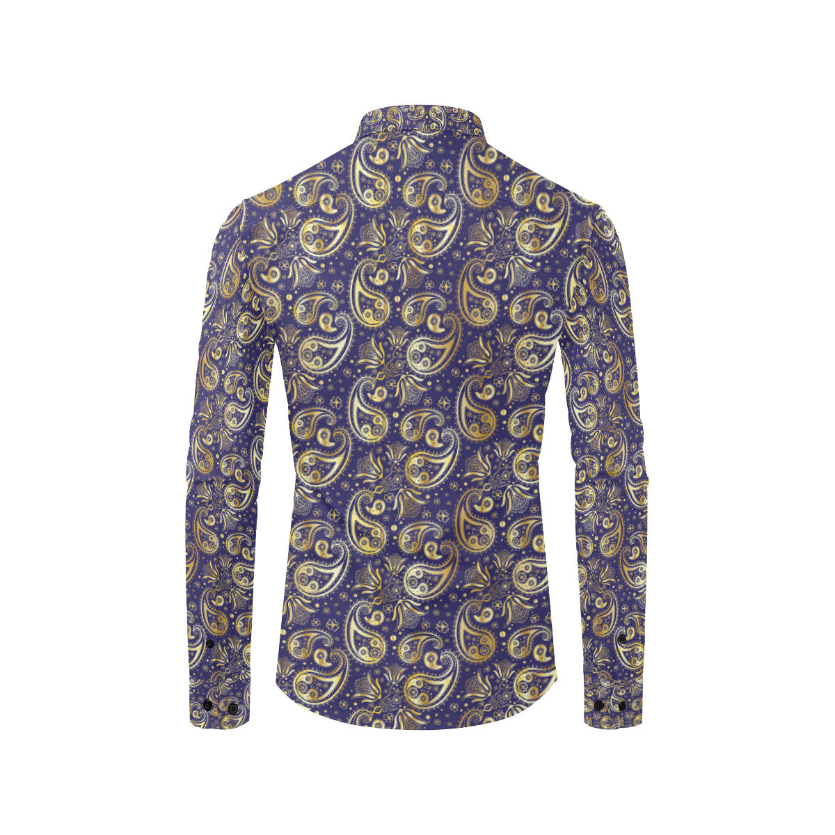 Paisley Blue Yellow Design Print Men's Long Sleeve Shirt