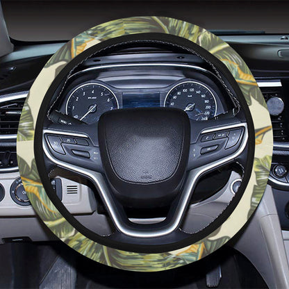 Banana Leaf Pattern Print Design BL08 Steering Wheel Cover with Elastic Edge