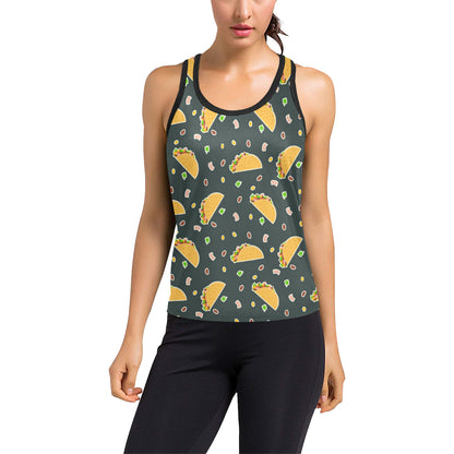 Taco Pattern Print Design TC02 Women's Racerback Tank Top