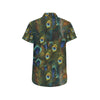 Peacock Feather Pattern Print Design A03 Men's Short Sleeve Button Up Shirt