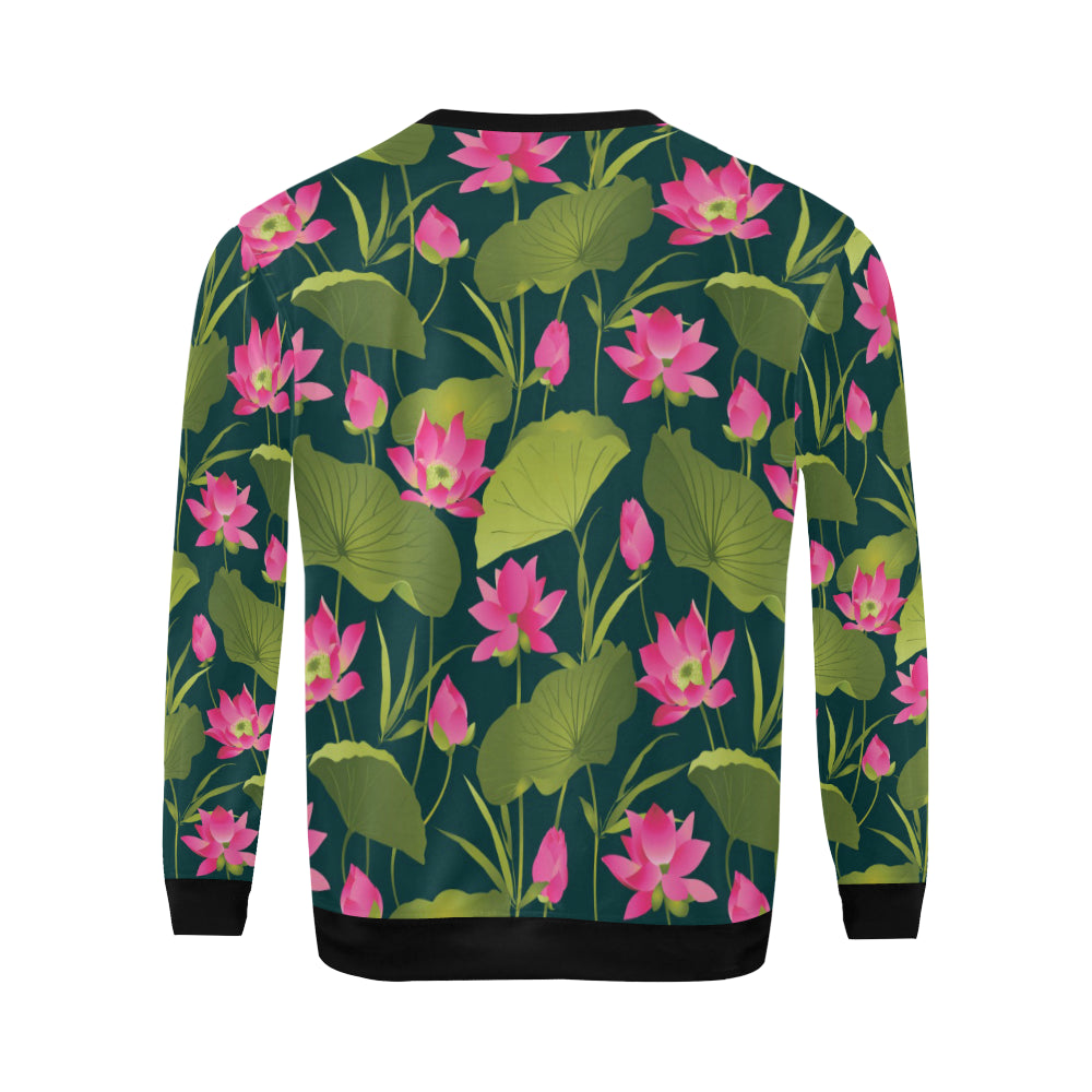 Water Lily Pattern Print Design WL09 Men Long Sleeve Sweatshirt
