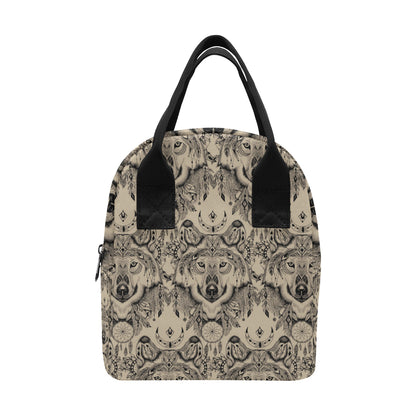 Indian Boho Wolf Insulated Lunch Bag