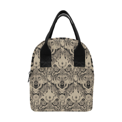 Indian Boho Wolf Insulated Lunch Bag