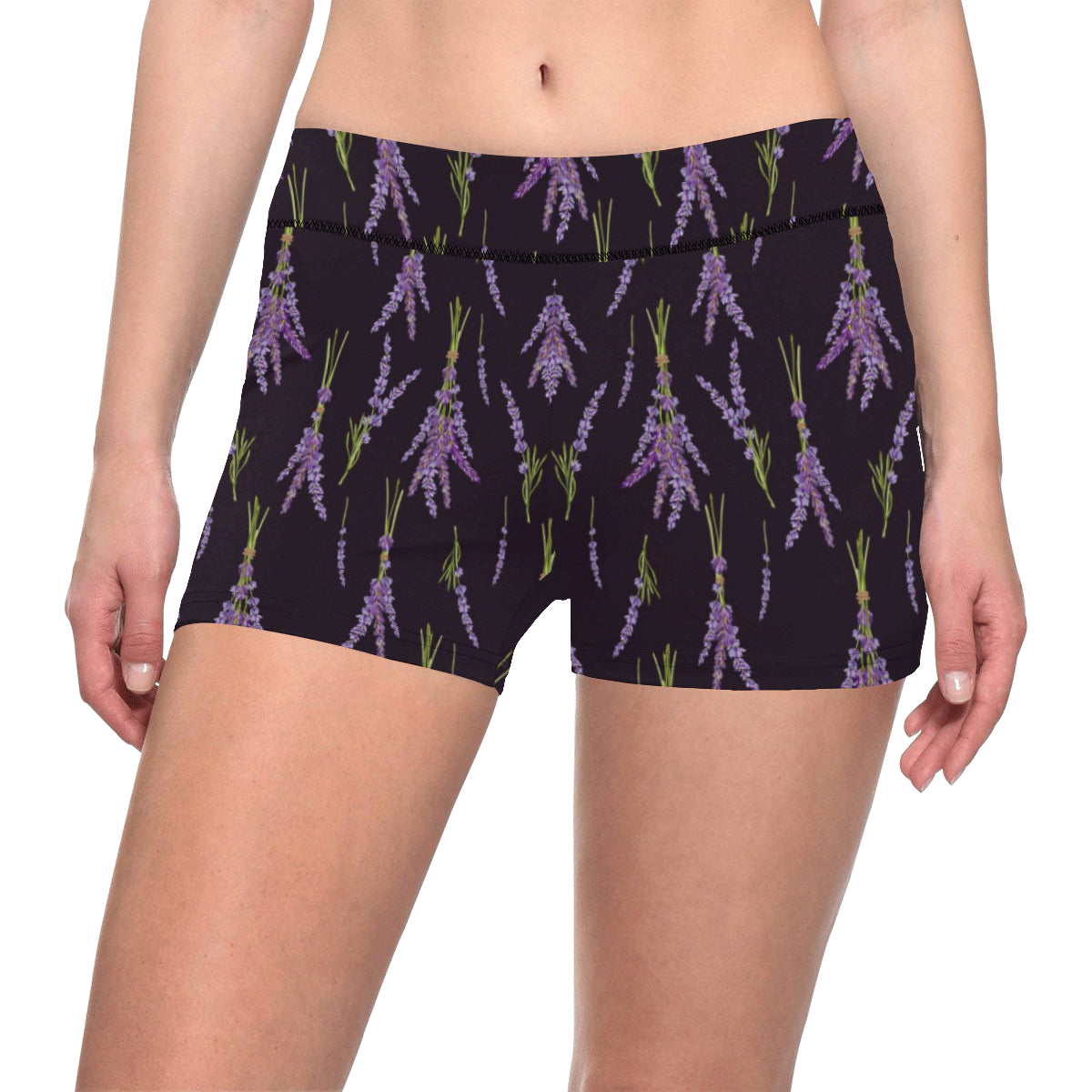 Lavender Pattern Print Design LV05 Yoga Shorts