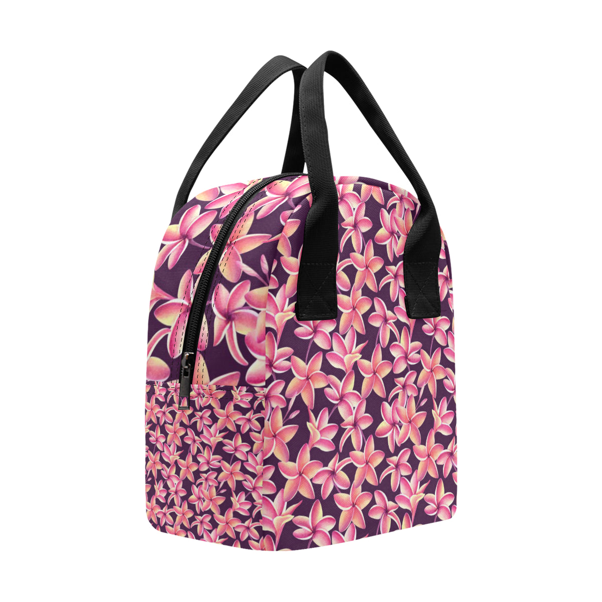 Purple Plumeria Pattern Print Design PM010 Insulated Lunch Bag