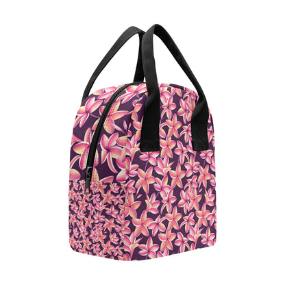 Purple Plumeria Pattern Print Design PM010 Insulated Lunch Bag