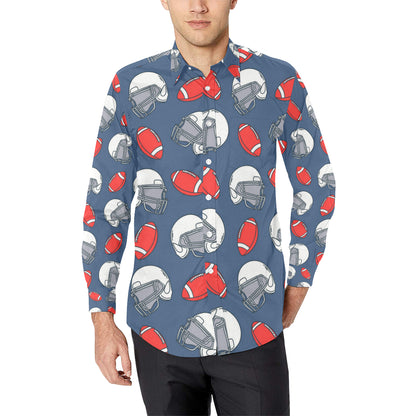 American Football Helmet Design Pattern Men's Long Sleeve Shirt