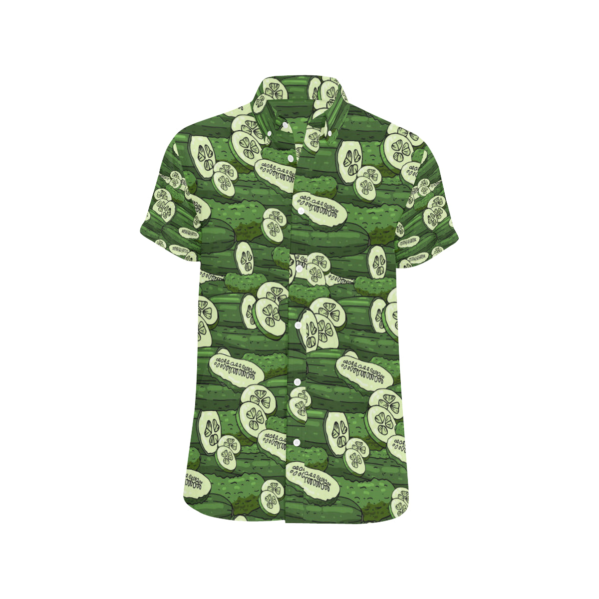 Cucumber Pattern Print Design CC01 Men's Short Sleeve Button Up Shirt