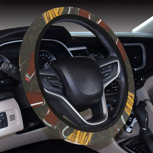 Beer Pattern Print Design 03 Steering Wheel Cover with Elastic Edge