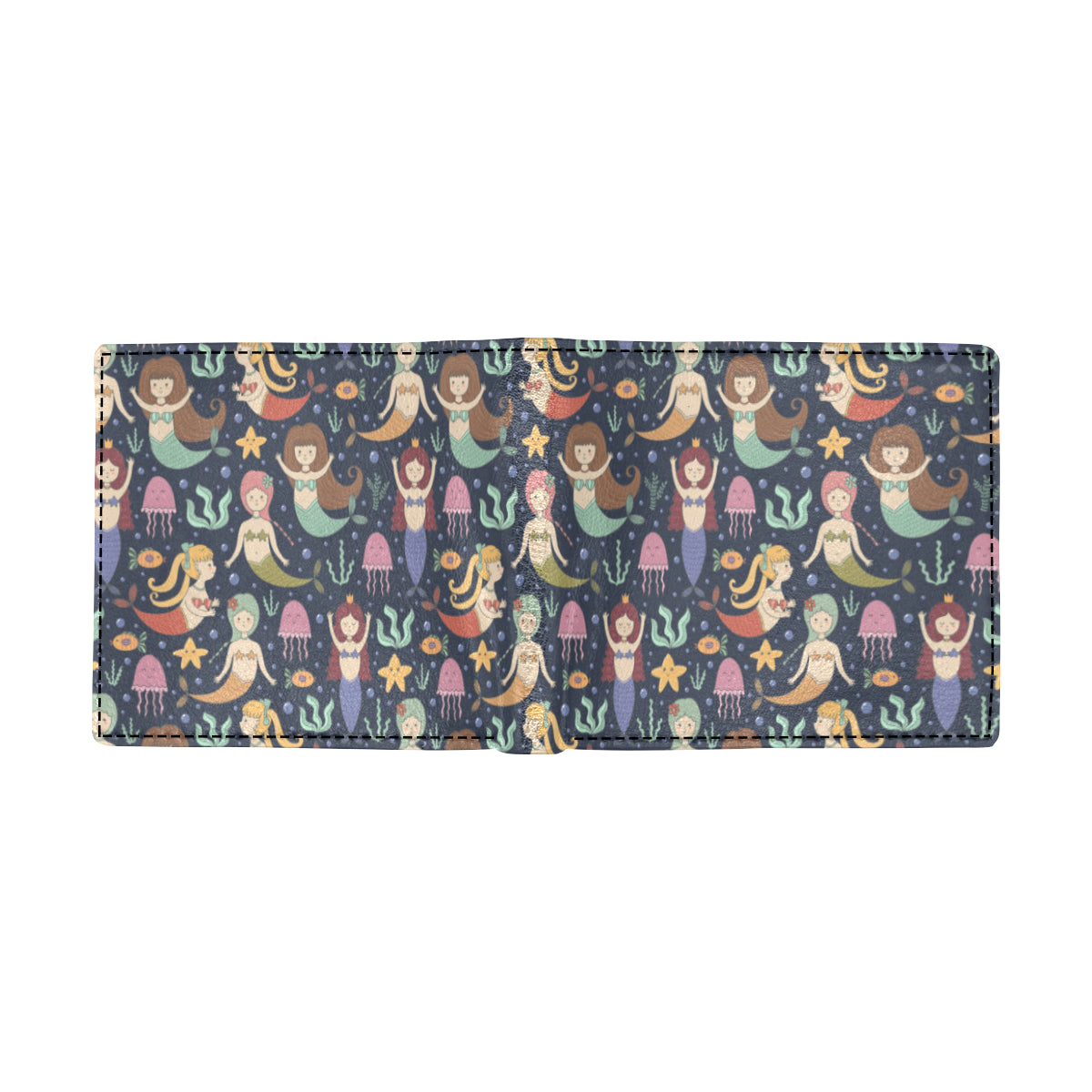 Mermaid Cartoon Pattern Print Design 03 Men's ID Card Wallet