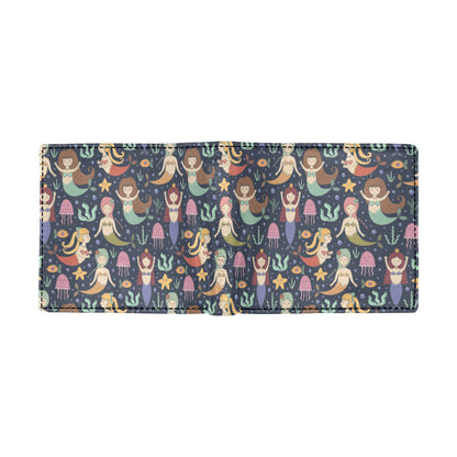 Mermaid Cartoon Pattern Print Design 03 Men's ID Card Wallet