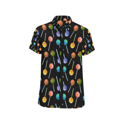 Lollipop Pattern Print Design LL04 Men's Short Sleeve Button Up Shirt