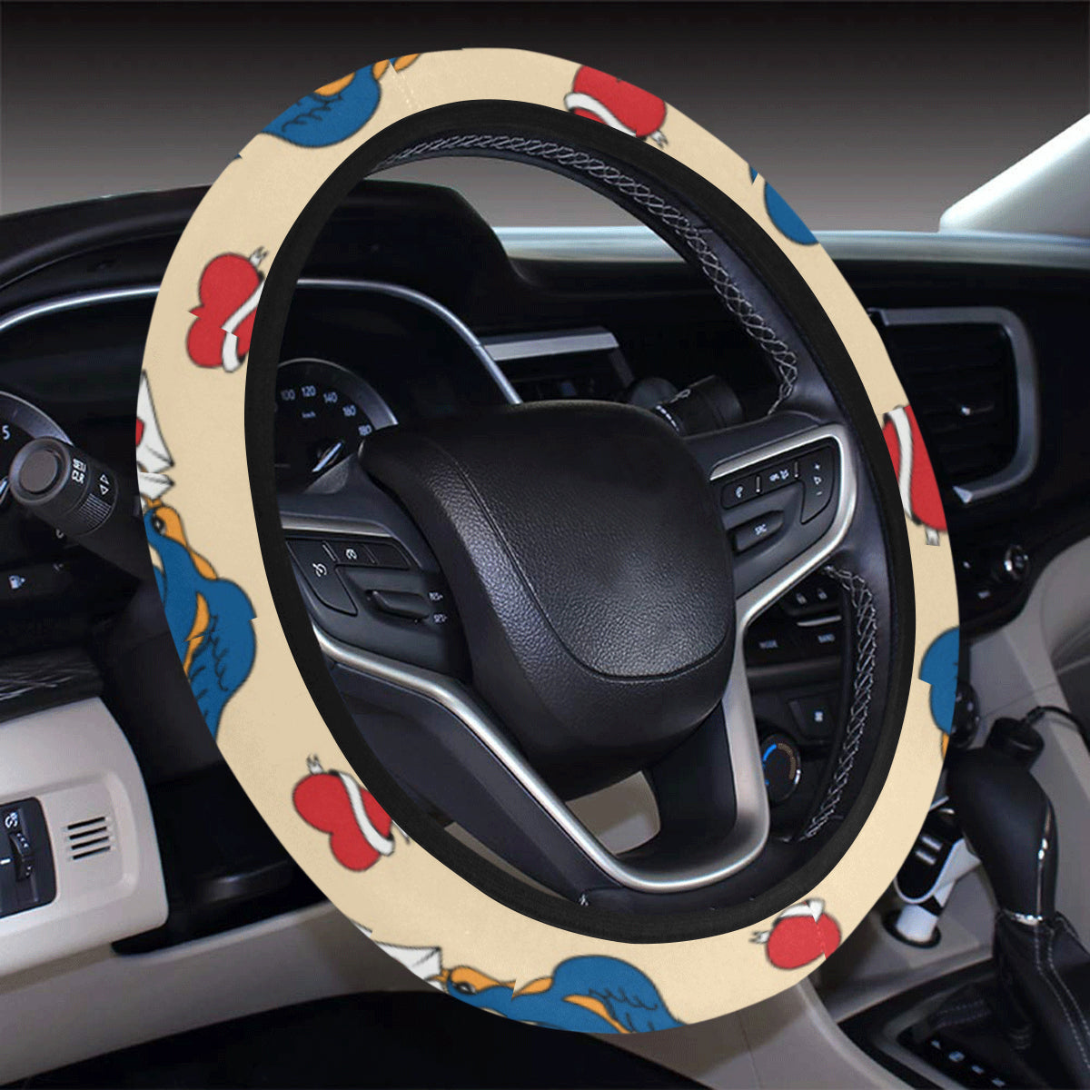 Swallow Bird Pattern Print Design 05 Steering Wheel Cover with Elastic Edge