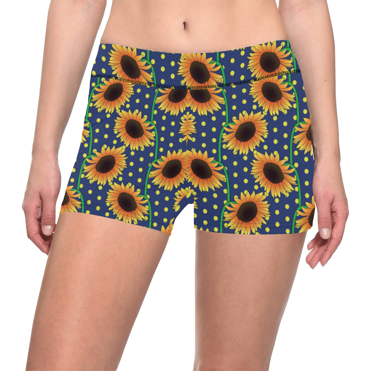 Sunflower Pattern Print Design SF03 Yoga Shorts