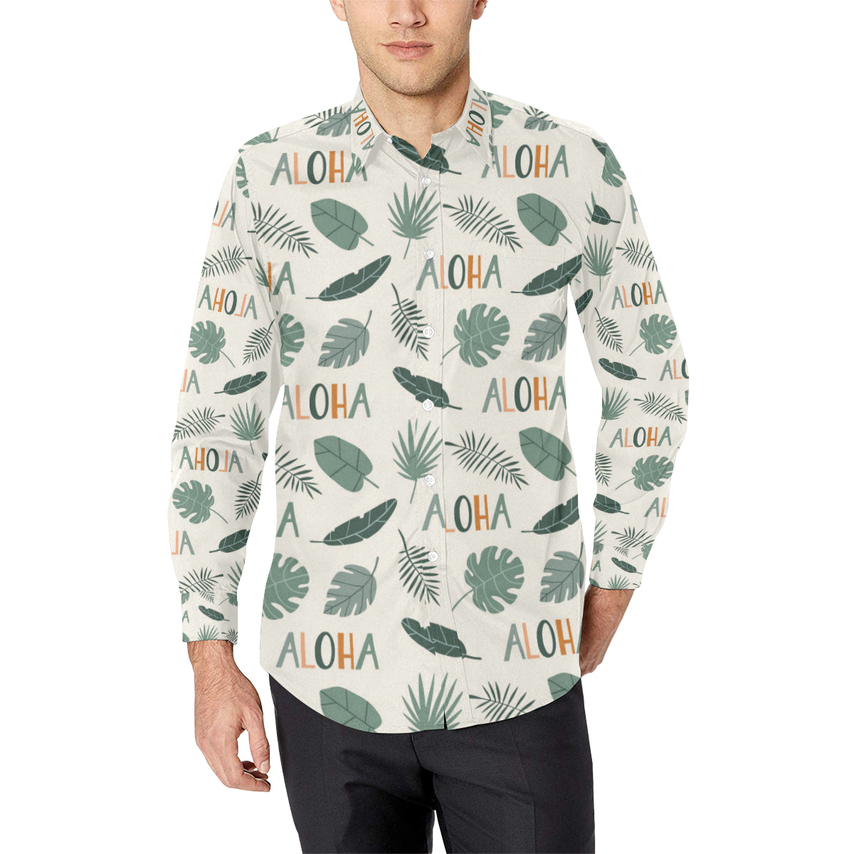Aloha Hawaii Pattern Print Design 05 Men's Long Sleeve Shirt