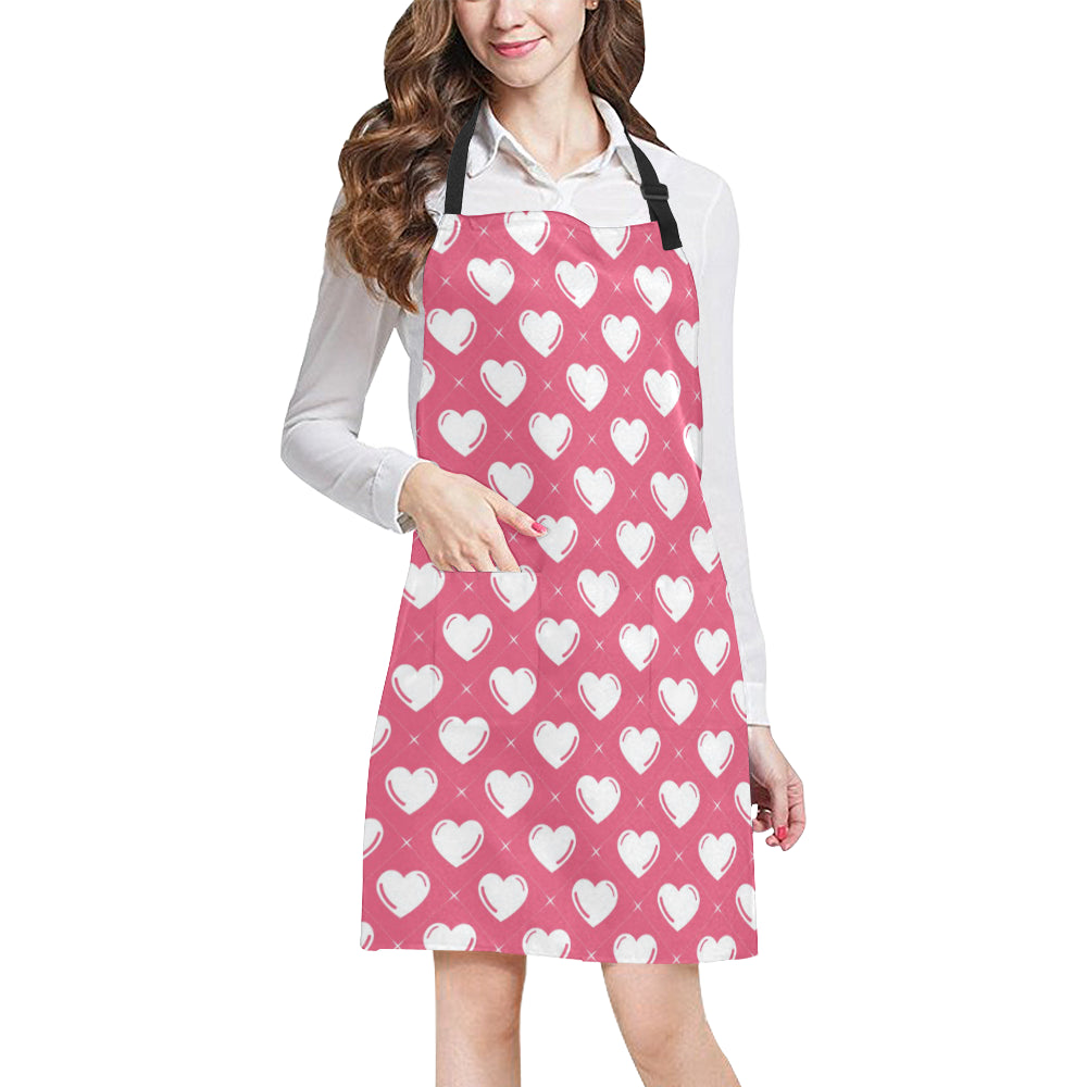 Heart Pattern Print Design HE07 Apron with Pocket