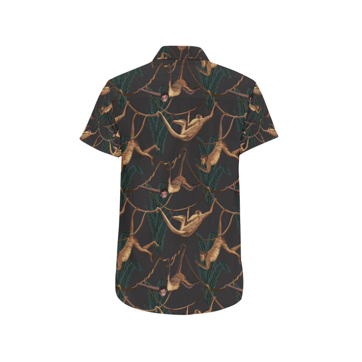 Monkey Pattern Print Design 02 Men's Short Sleeve Button Up Shirt