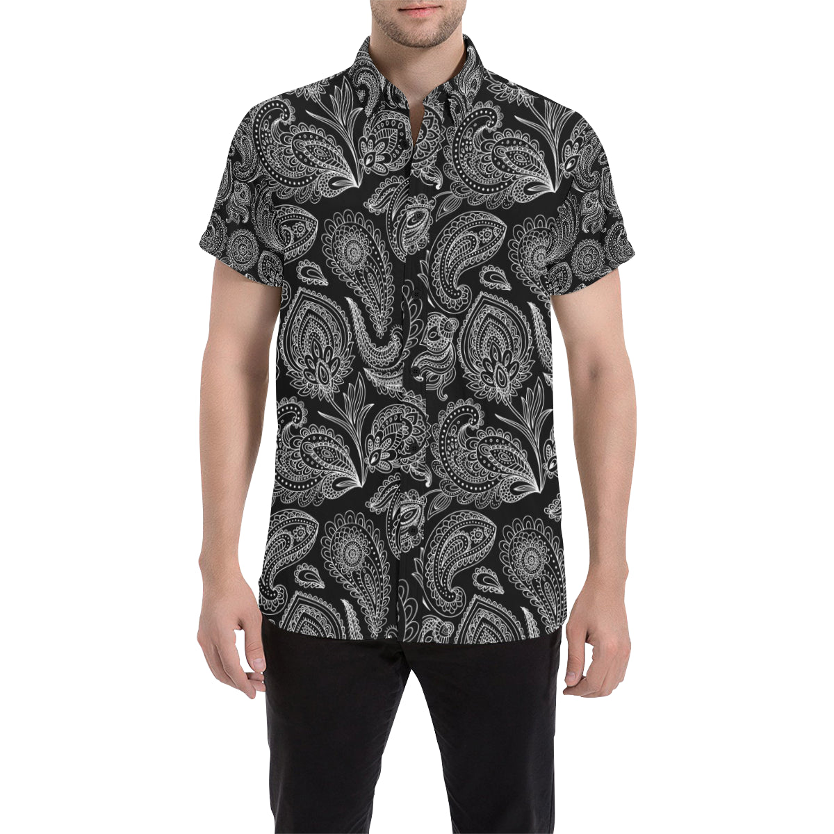 Paisley Pattern Print Design A04 Men's Short Sleeve Button Up Shirt