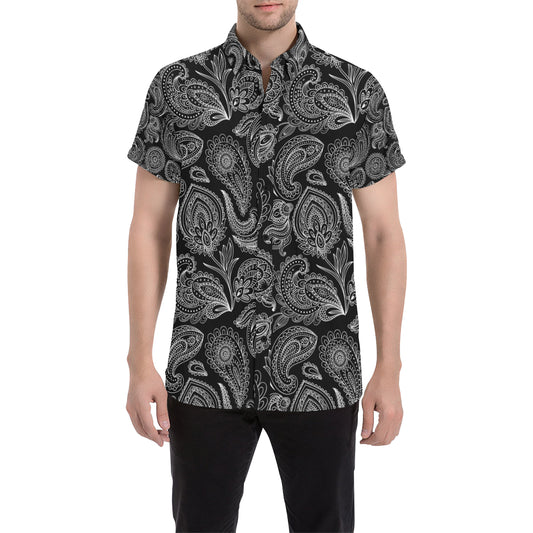 Paisley Pattern Print Design A04 Men's Short Sleeve Button Up Shirt