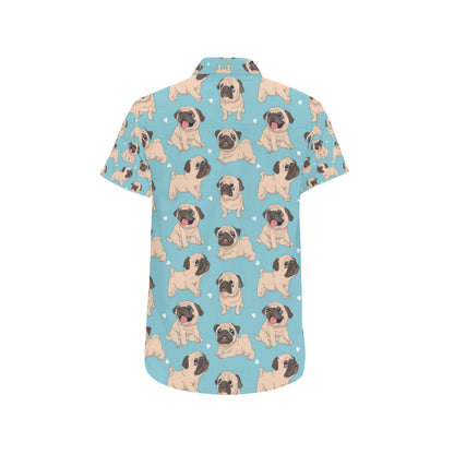 Pug Pattern Print Design A03 Men's Short Sleeve Button Up Shirt