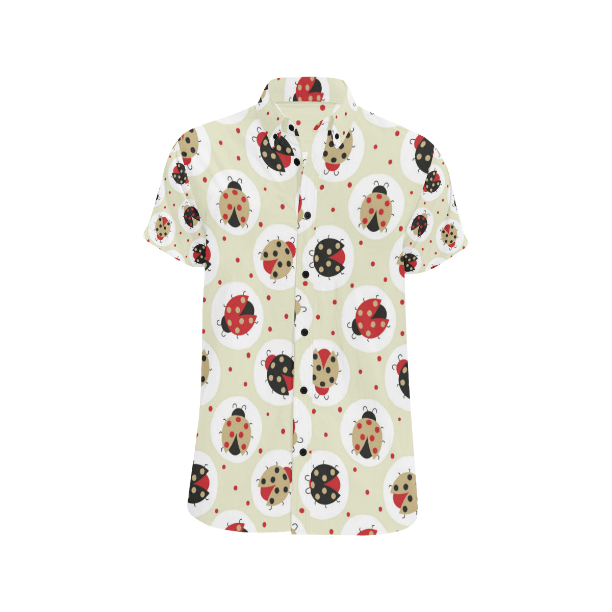 Ladybug Pattern Print Design 03 Men's Short Sleeve Button Up Shirt