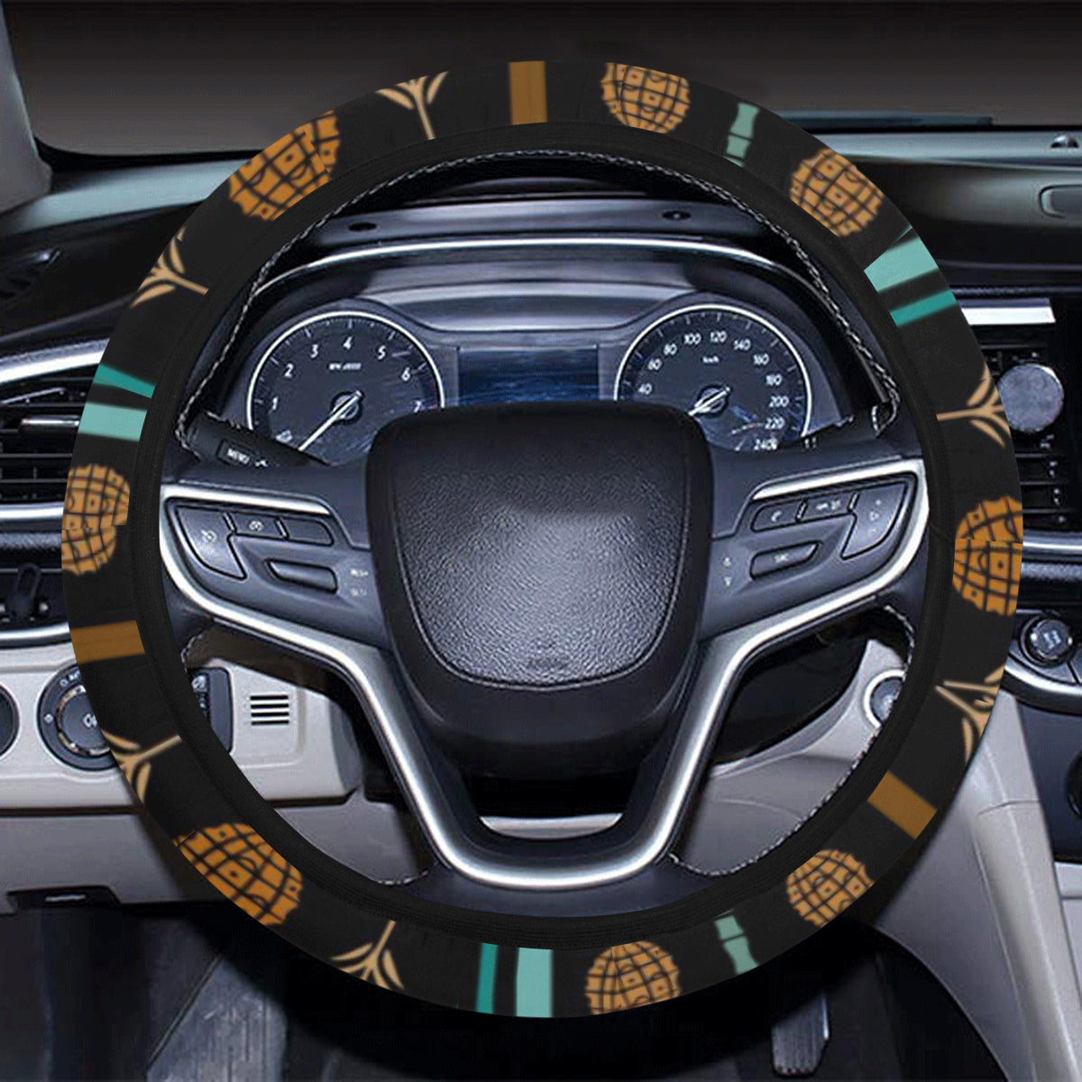 Hawaiian Themed Pattern Print Design H023 Steering Wheel Cover with Elastic Edge