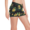 Pineapple Tropical Flower Print Pattern Yoga Shorts